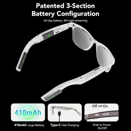 Smart AI Camera Glasses with 8MP Photochromic Lenses ,Button Touch Adjustment for Travel Outdoor Adventures Hands-Free Photography 160+Languages Real-Time Translation Bluetooth Wireless Wearable Video Recording UV Protection ,Black Friday & Cyber Monday