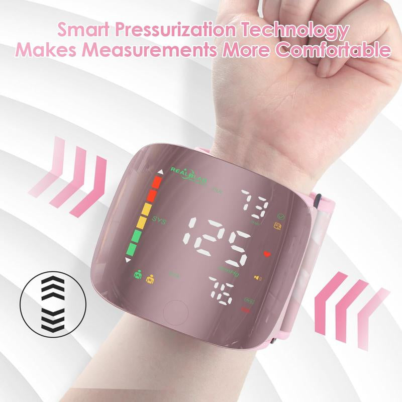 Ziqing Wrist Blood Pressure Monitor Led Display, Touch Screen Wrist Blood Pressure Cuff 99X2 Reading Memory Wrist Bp Monitor with Carrying Case Health Monitoring