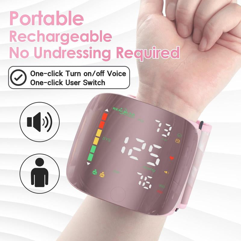 Ziqing Wrist Blood Pressure Monitor Led Display, Touch Screen Wrist Blood Pressure Cuff 99X2 Reading Memory Wrist Bp Monitor with Carrying Case Health Monitoring